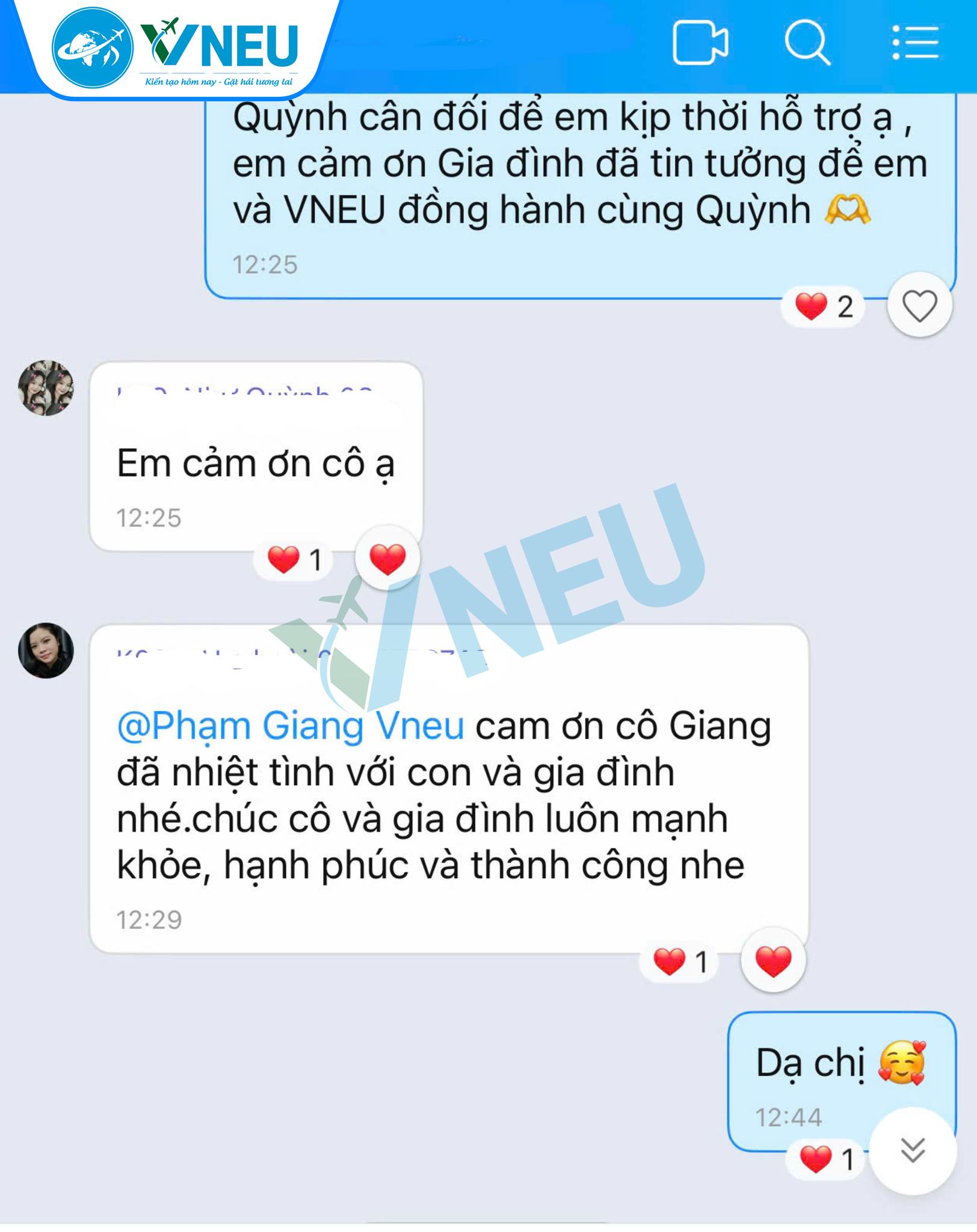 feedback học viên của VNEU