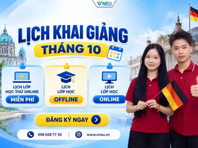 Lịch khai giảng các lớp tiếng Đức VNEU tháng 10/2026